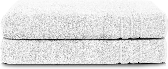 Komfortec Set van 2 Handdoeken 80x200 cm, 100% Katoen, XXL Saunahanddoeken, Saunahanddoek Zacht, Grote badstof, Sneldrogend, Wit.