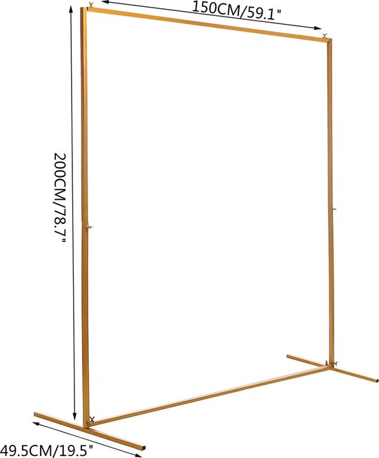 NewWave® - Bruiloft Boog Decoratie - Goud - Ijzeren Frame - Bloemenboog - 200cm Hoog - 150cm Breed