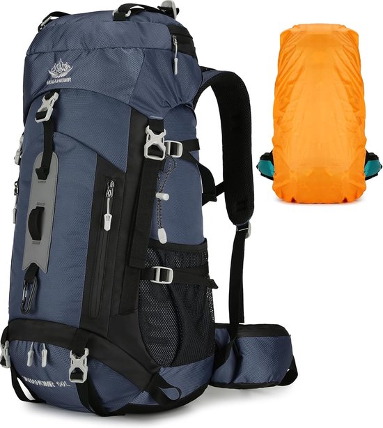 Sac à dos de randonnée 60 litres, sac à dos de trekking pour femmes et hommes, imperméable, grand, avec housse de pluie, pour outdoor, le camping, la randonnée, l'alpinisme, les voyages