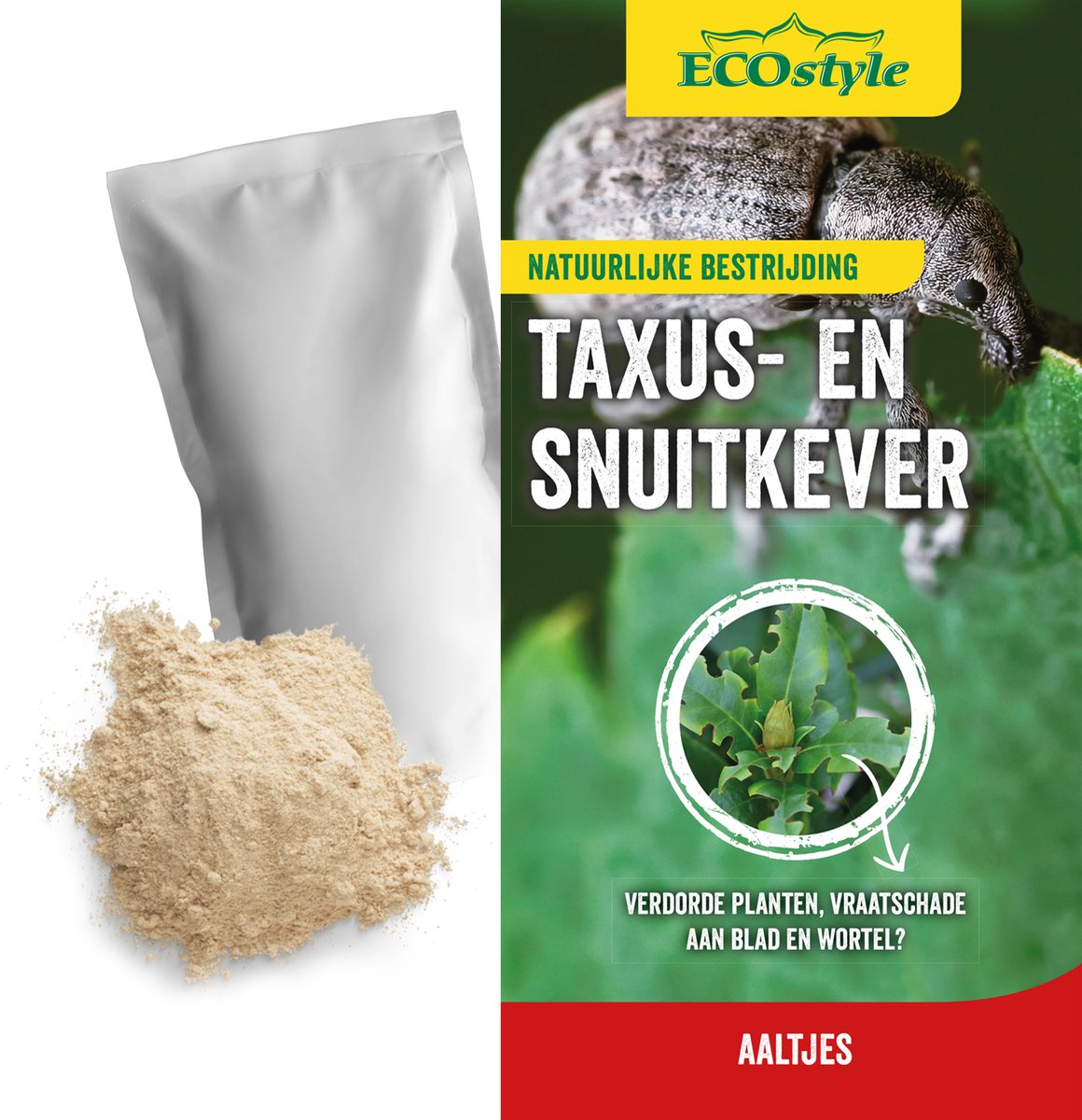 ECOstyle Aaltjes tegen Taxuskevers (Val) - Bestrijdingsmiddel - Natuurlijk & Biologisch - Tegen Bladschade - Toepasbaar van April t/m Oktober - Werken 24 uur per Dag - 1 Stuk