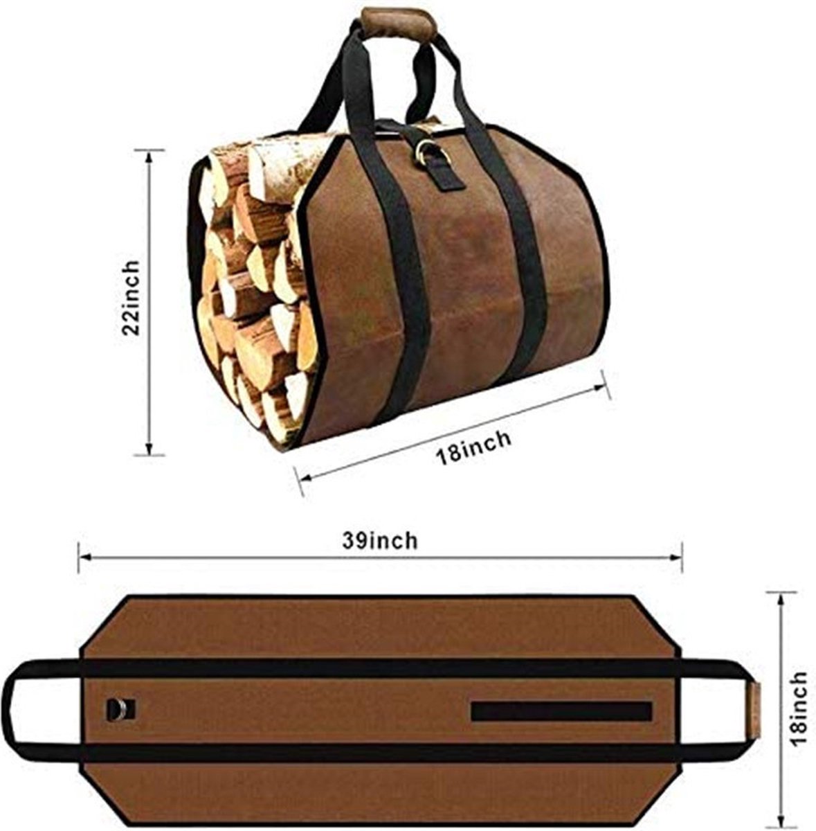 Brandhouttas, draagtas voor brandhout, grote tas voor haardhout, duurzame waterdichte stoffen draagtas voor het dragen van hout voor open haard en outdoor, ook als boodschappenmand of tote bag (zwart Brandhouttas, draagtas voor brandhout, grote tas voor haardhout, duurzame waterdichte stoffen draagtas voor het dragen van hout voor open haard en outdoor, ook als boodschappenmand of tote bag (zwart