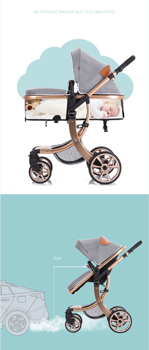 Bellaby Nieuwe Luxe Kinderwagen 2 In 1 Grijs van BELLA — afbeelding 3