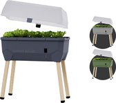Bol.com Kweekbak - luxe kweektafel op poten - inclusief deksel en waterreservoir SAMMY SALAD (antracietgrijs) aanbieding