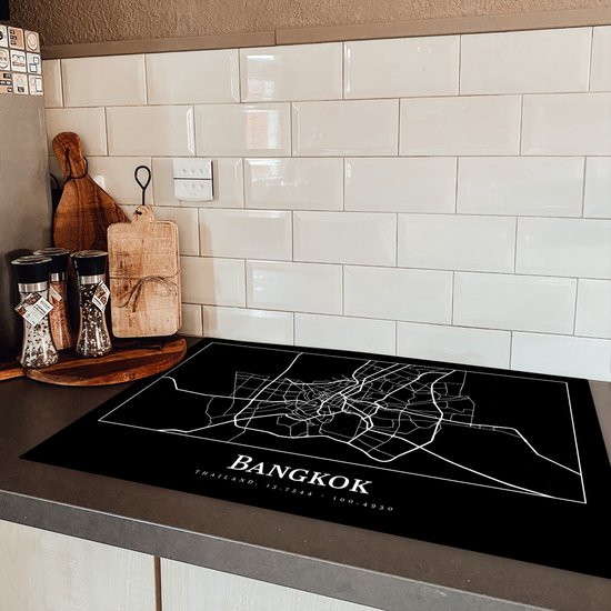 KitchenYeah® Inductie beschermer 81.6x52.7 cm - Bangkok - Kaart - Stadskaart - Plattegrond - Kookplaataccessoires - Afdekplaat voor kookplaat - Inductiebeschermer - Inductiemat - Inductieplaat mat