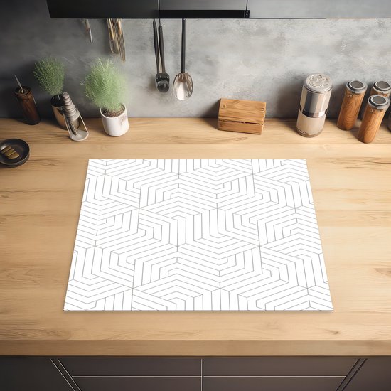 KitchenYeah® Inductie beschermer 65x52 cm - Abstract - Patronen - Design - Lijn - Kookplaataccessoires - Afdekplaat voor kookplaat - Inductiebeschermer - Inductiemat - Inductieplaat mat