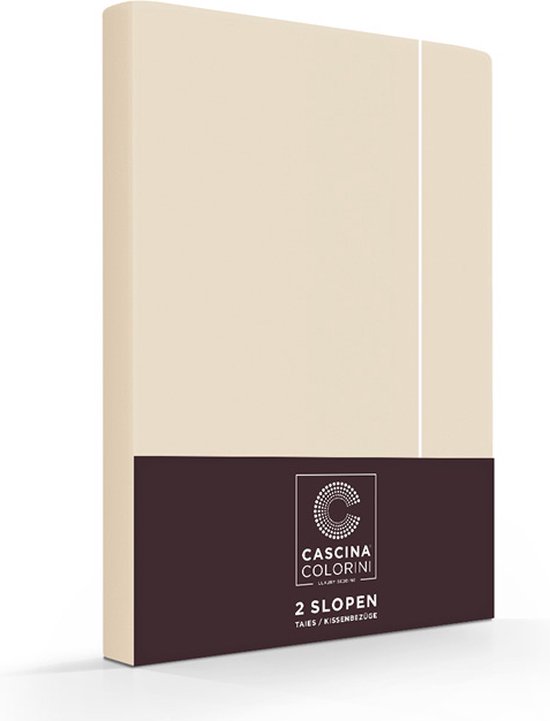 Premium Egyptisch percale katoen kussenslopen stripe zand/wit - 60x70 - set van 2 - meest luxe katoensoort - hogere weefdichtheid en garenfijnheid - hotelsluiting