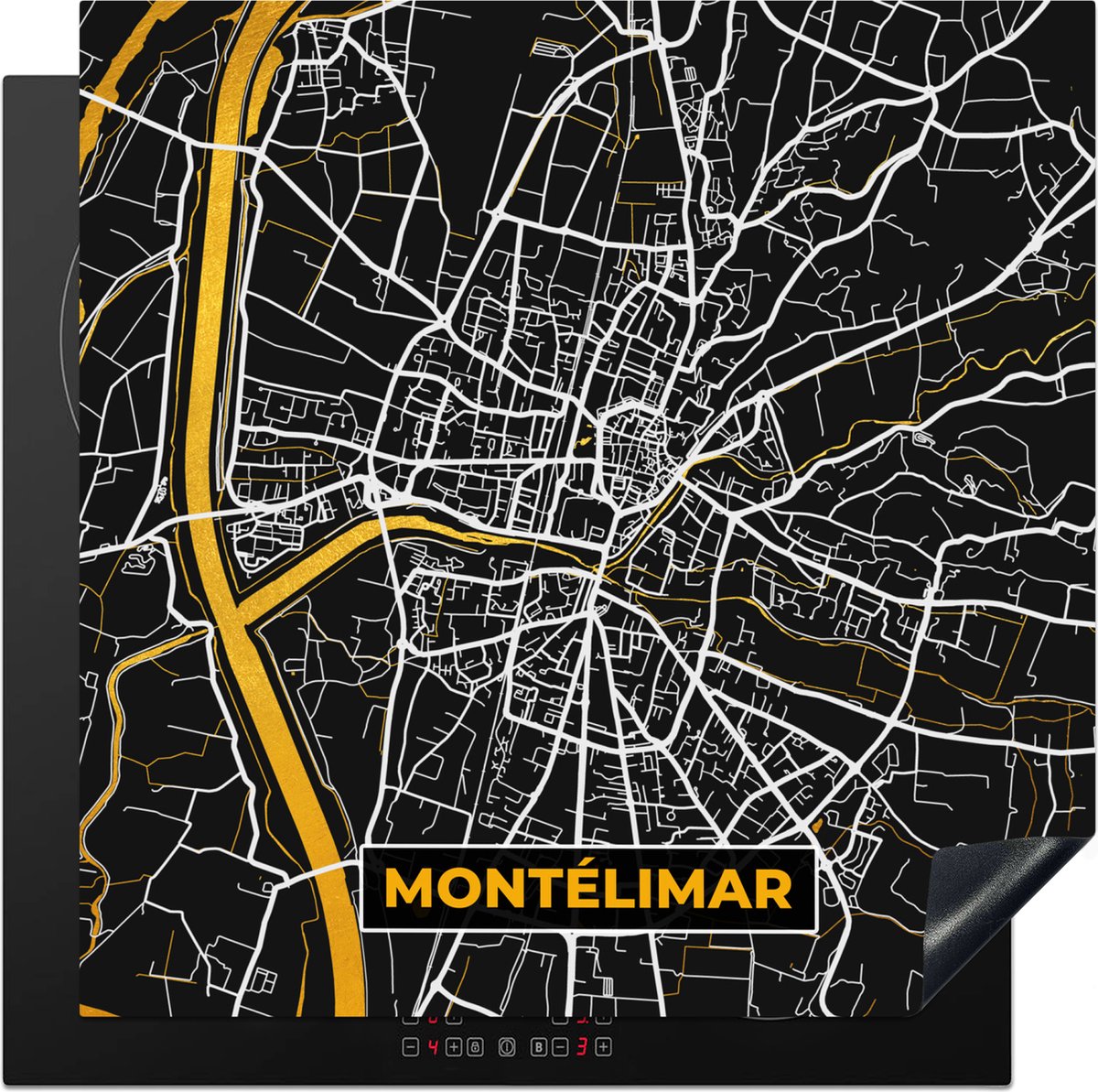 KitchenYeah® Inductie beschermer 78x78 cm - Kaart - Frankrijk - Stadskaart - Plattegrond - Montélimar - Kookplaataccessoires - Afdekplaat voor kookplaat - Inductiebeschermer - Inductiemat - Inductieplaat mat