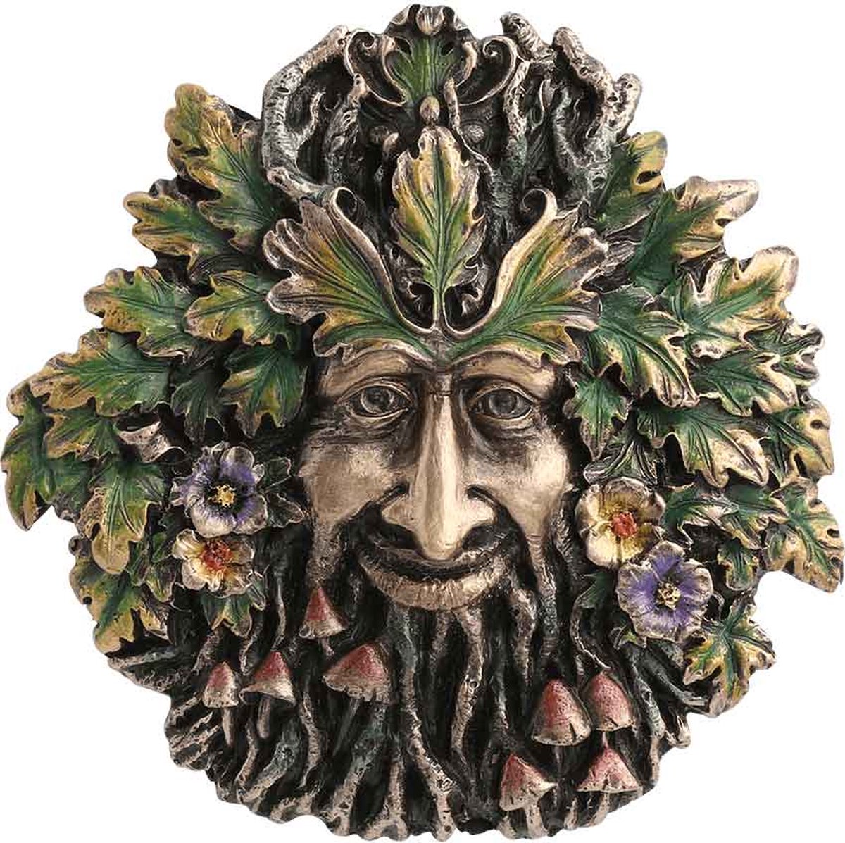 Veronese Design - Groene Man SPRING REBIRTH (mini) Wandornament - (bxhxd) ca. 12,5cm x 12,5cm x 1,0cm