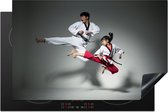 KitchenYeah® Inductie beschermer 81x52 cm - Twee mensen die taekwondo beoefenen - Kookplaataccessoires - Afdekplaat voor kookplaat - Inductiebeschermer - Inductiemat - Inductieplaat mat