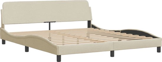 vidaXL - Bedframe - met - hoofdbord - stof - crèmekleurig - 180x200 - cm