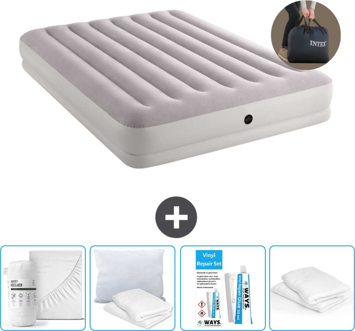 Intex Luchtbed - 2-Persoons - 152 x 203 x 30 cm - Grijs - Inclusief pomp - Accessoires CB15