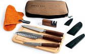 GSI - Set de couteaux Rakau - Ensemble de couteaux Santoku - Planche à découper - Aiguiseur de couteaux