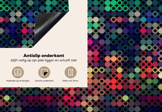 KitchenYeah® Inductie beschermer 75x52 cm - Sterren - Regenboog - Stippen - Geometrie - Design - Kookplaataccessoires - Afdekplaat voor kookplaat - Inductiebeschermer - Inductiemat - Inductieplaat mat