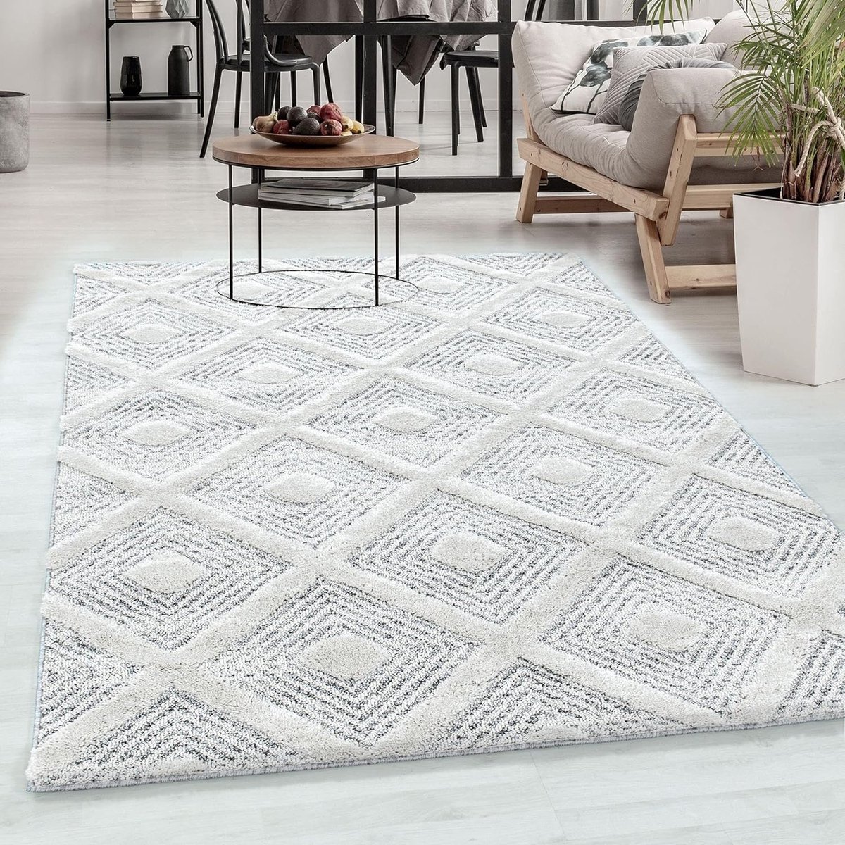 flycarpets Sofia Vloerkleed Modern - Crème / Grijs - Laagpolig Tapijt Loper - 80x150 cm