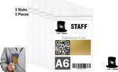 Bob Online™ - 5 Stuks – A6 - PVC Transparant Expo-kaarthouder – Werk Tentoonstelling ID Kaarthouders – Waterdicht Paspoorthouder – 5 Pieces – A6 – PVC Transparent Expo Card Holder – Afmetingen (L)18.5cm x (B)11.5cm – Verticaal Exhibition Kaarthouder
