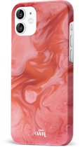 xoxo Wildhearts Marble Red Lips - Single Layer - Hardcase hoesje geschikt voor iPhone 11 hoesje - Rood hoesje - Marmer case geschikt voor iPhone 11 hoesje rood - Shockproof beschermhoes - Rood