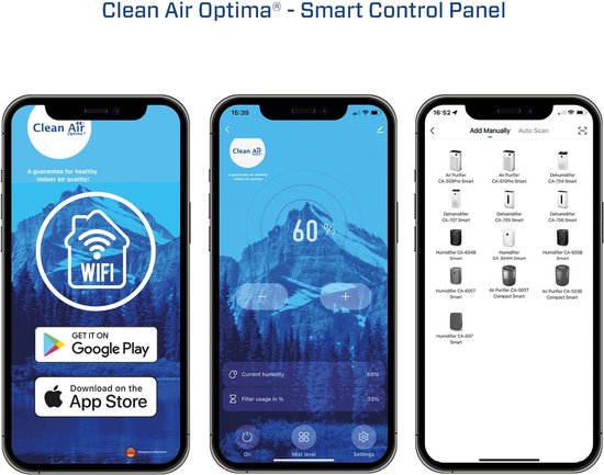 Clean Air Optima® CA-607B Smart - 3in1: Luchtbevochtiger met Ionisator, UVC-lamp en Aromatherapie - Clean Air Optima