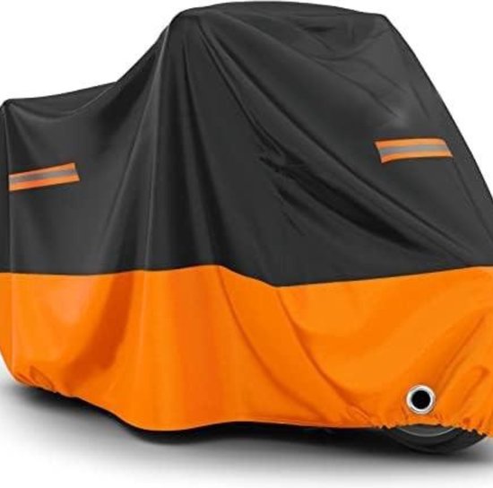 KARELLS motorafdekzeil, waterdicht UV-bestendig motorgarage, winterbestendige motorafdekking voor buiten, motorgarage beschermhoes met winterbestendig waterdicht en UV, bromfietsgarage