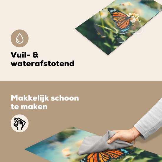 KitchenYeah® Inductie beschermer 30x52 cm - Vlinder - Bloemen - Tuin - Kookplaataccessoires - Afdekplaat voor kookplaat - Inductiebeschermer - Inductiemat - Inductieplaat mat