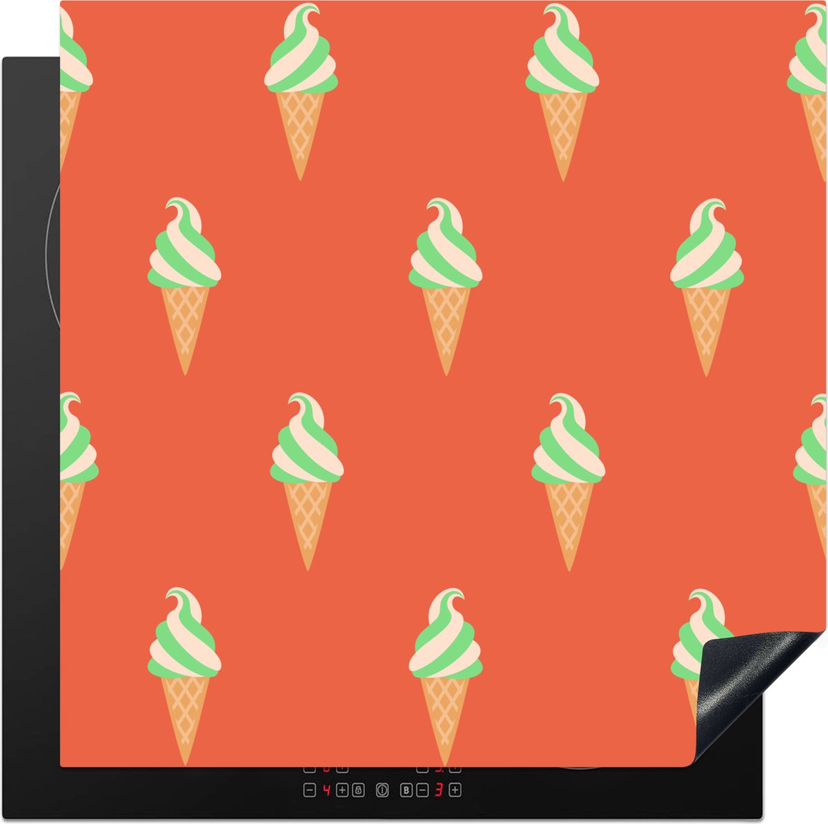 KitchenYeah® Inductie beschermer 78x78 cm - IJs - Patronen - Groen - Rood - Kookplaataccessoires - Afdekplaat voor kookplaat - Inductiebeschermer - Inductiemat - Inductieplaat mat