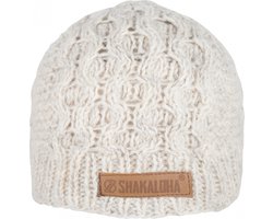 Shakaloha Gebreide Wollen Muts Heren & Dames Beanie Hat van schapenwol met polyester fleece voering - Bar Beanie Beige Unisex - One Size Wintermuts