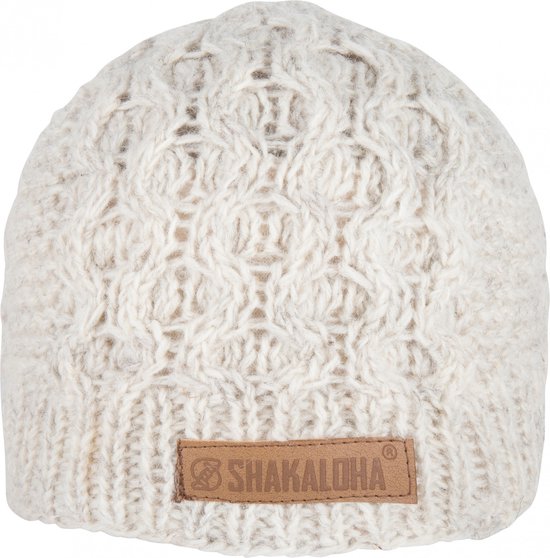 Shakaloha Gebreide Wollen Muts Heren & Dames Beanie Hat van schapenwol met polyester fleece voering - Bar Beanie Beige Unisex - One Size Wintermuts.