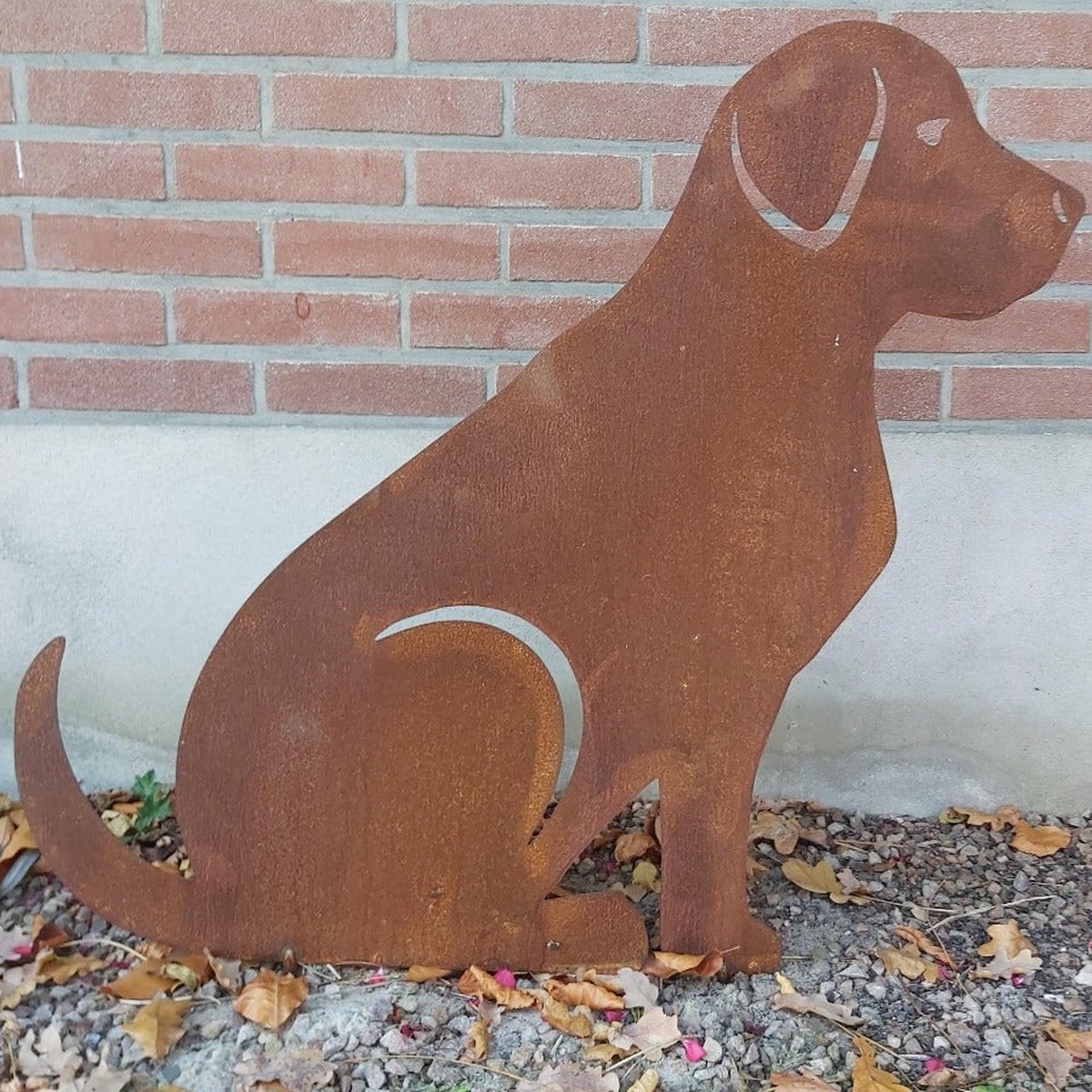 Industrial Garden - Hond zittend cortenstaal - Tuindecoratie - 70cm breed - 67cm hoog