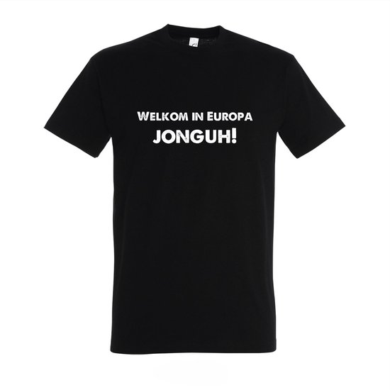 Welkom in Europa, Jonguh! - T-shirt zwart korte mouw - Maat S