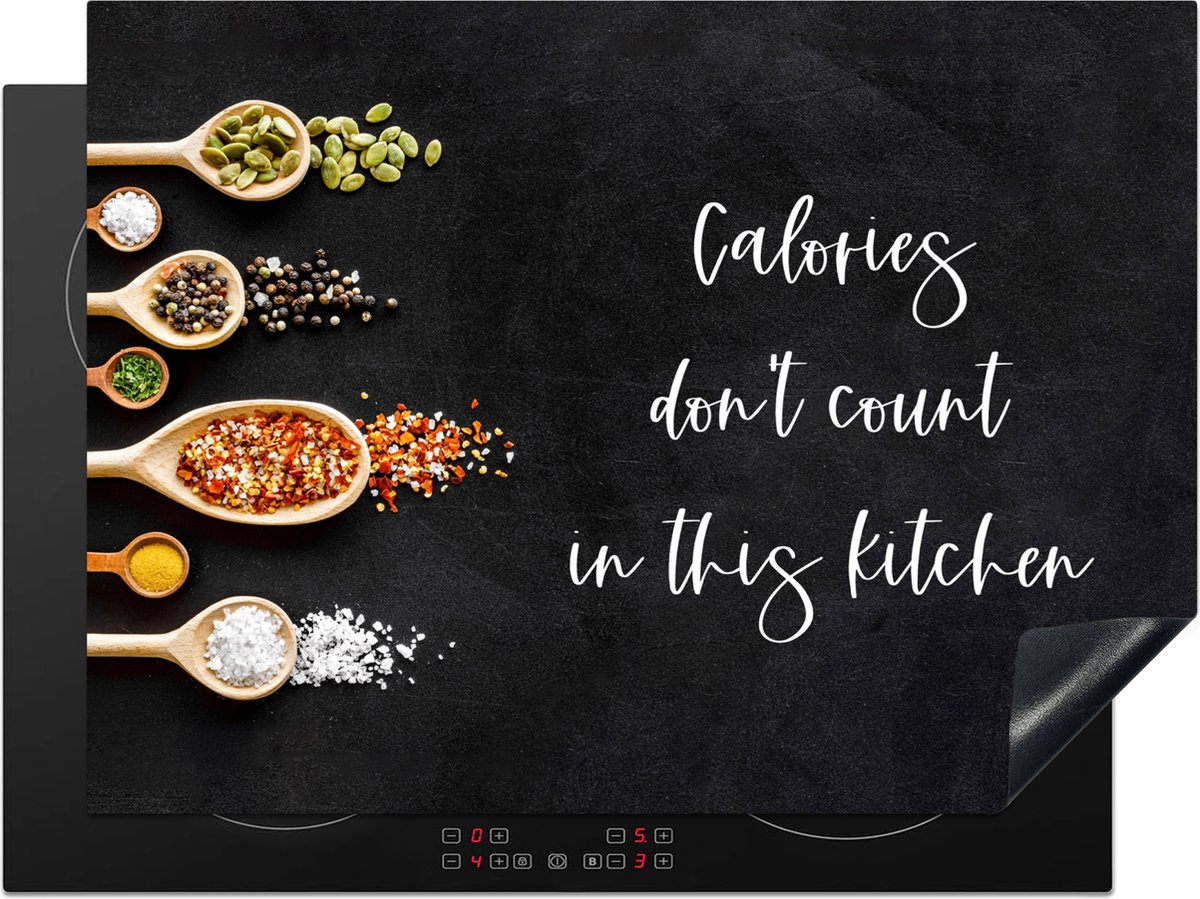 Inductie beschermer - Inductie Mat - Kookplaat beschermer - Calories don't count in this kitchen - Spreuken - Keuken - Inductie beschermer - Inductie mat - Quotes - 71x52 cm - Afdekplaat inductie - Inductiebeschermer