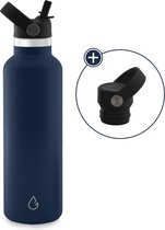 Gourde écologique GO acier inoxydable bleu foncé 710 ml - bouchon supplémentaire avec paille - gourde - thermos - sport