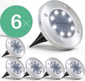 LED Solar Grondspot - Set van 4 stuks - Tuinverlichting op zonne-energie - 10 uur licht - Waterdicht - RVS Solar grond spots - Pad verlichting - Grasmaaier bestendig - Zonne energie - Buitenverlichting - Tuinlamp voor buiten