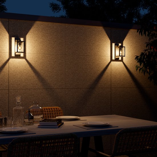 Calex Applique murale LED Naples - E27 – IP44 Résistant aux éclaboussures – Noir - Capteur Jour/Nuit - Aluminium – Industriel – Moderne