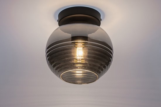 Lumidora Plafondlamp 31050 - Plafonniere - NAPELS - E27 - Zwart - Grijs - Metaal - ⌀ 18 cm