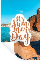 Stickers muraux - Été - Rochers - Mer - 80x120 cm - Film adhésif