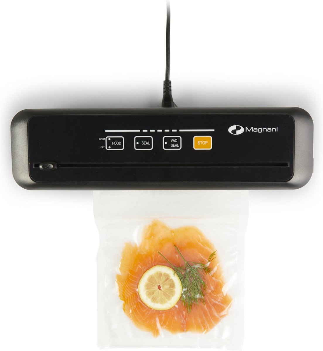 ELMA V Start Vacuümmachine voor levensmiddelen, compact formaat, automatische afdichtingsstang met 30 cm afdichtstaaf, wit, 34 x 15 x 7 cm, 175 W, inclusief vacuümzakken