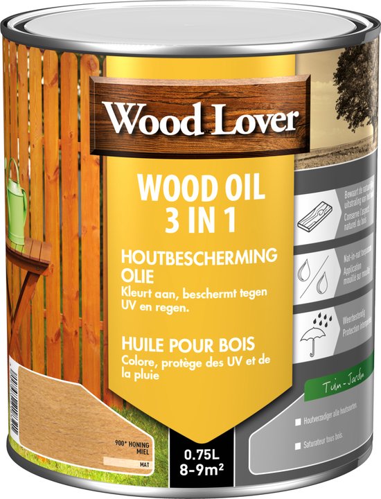 Woodlover Wood Oil 3 en 1 - Huile - Colore et protège - 950 - Old Wood Grijs - 0, 75 l