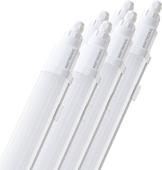 HOFTRONIC - Q-series – 6-pack LED TL armaturen 60cm – IP65 – 18W 2160lm – 120lm/W – 4000K neutraal wit – koppelbaar