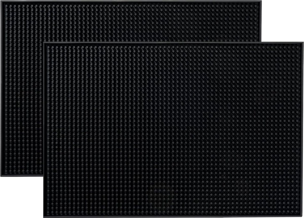 Goedkoopste 2 x zwarte PVC barservicemat voor cocktailbarmannen 18 x 12