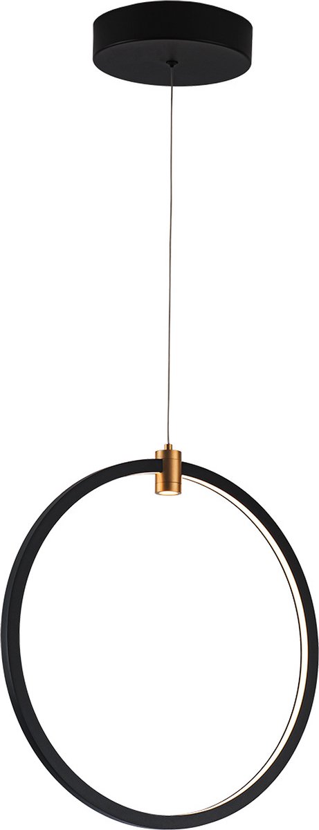 Magico LED hanglamp 24W verticaal, dimbaar, 470 lumen, 3000K warm wit, Ø400mm, zwart en goud, aluminium