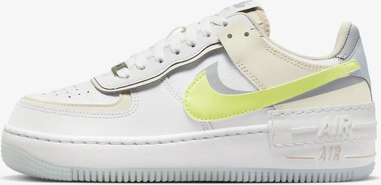 Nike air force 1 dames wit geel sale