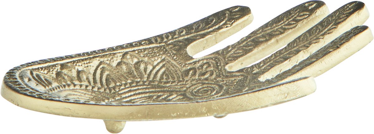 Madam Stoltz - handgehamerd Hamsa schaaltje - verouderd messing - 12x8 cm