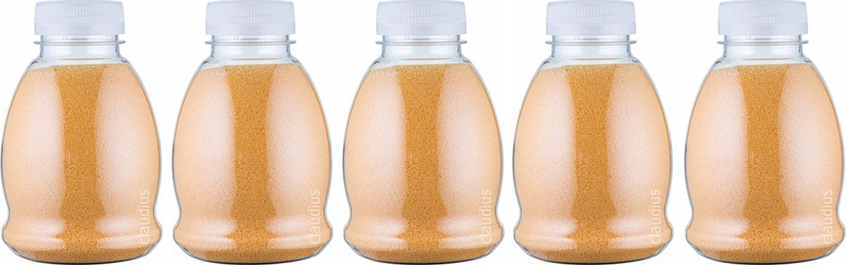 Goedkoopste Scrubzout Appel-Kaneel - 375 gram - Fles met transparante dop - Set van 5 stuks - Hydraterende Lichaamsscrub
