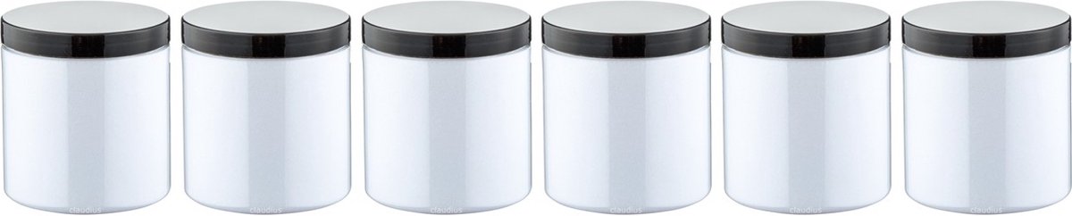 Goedkoopste Scrubzout Perzik 300 gram - Pot met zwarte deksel - set van 6 stuks - Hydraterende Lichaamsscrub