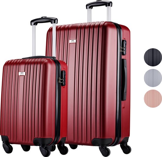 Slazenger Kofferset 2 Delig - Handbagage Trolley 26L en Ruimbagage Koffer 71L - Bordeauxrood