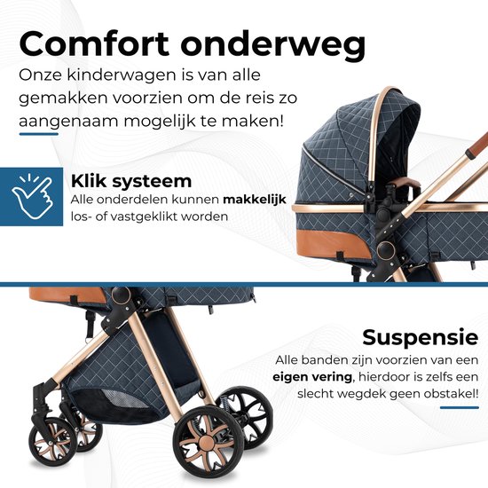 Lunola Nova - Kinderwagen 3-in-1 - incl. autostoel - 0-20kg - XXL - Multifunctionele Buggy 3in1 - Blauw — afbeelding 5