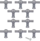 Kastknoppen Kansas T-Greep Chroom 10 Stuks - Kastknop - Meubelknop - T-Greep - deurknoppen voor kasten - Meubelbeslag - deurknopjes