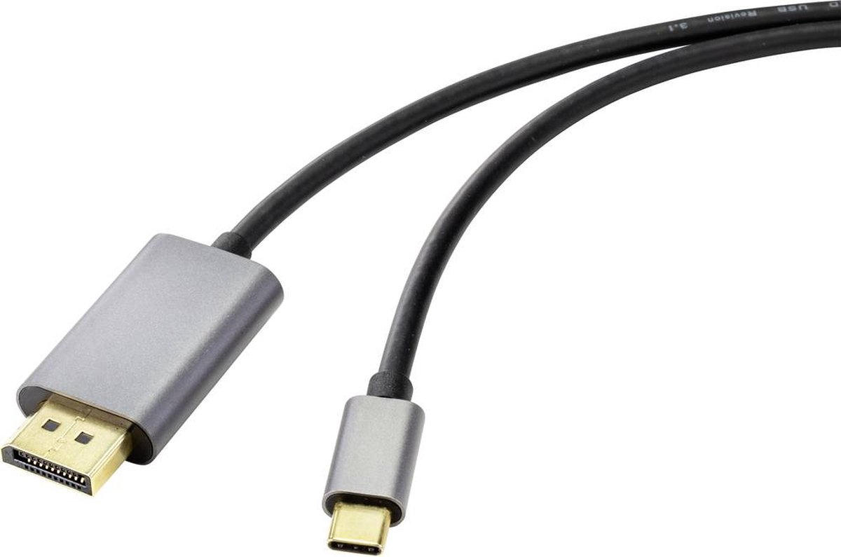 Renkforce RF-4600982 USB-C-displaykabel USB-C / DisplayPort Adapterkabel USB-C stekker, DisplayPort-stekker 2.00 m Zwar