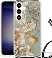 Case geschikt voor Geschikt voor Samsung Galaxy S24 Vintage Bird Flowers