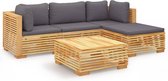 vidaXL - 6-delige - Loungeset - met - kussens - massief - teakhout