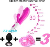 3 Stks/set 30 snelheid konijn vibrator Siliconen Clit Clitoris Clitoris Seksspeeltje G Spot Dual Motor Vibrators voor vrouwen & koppels